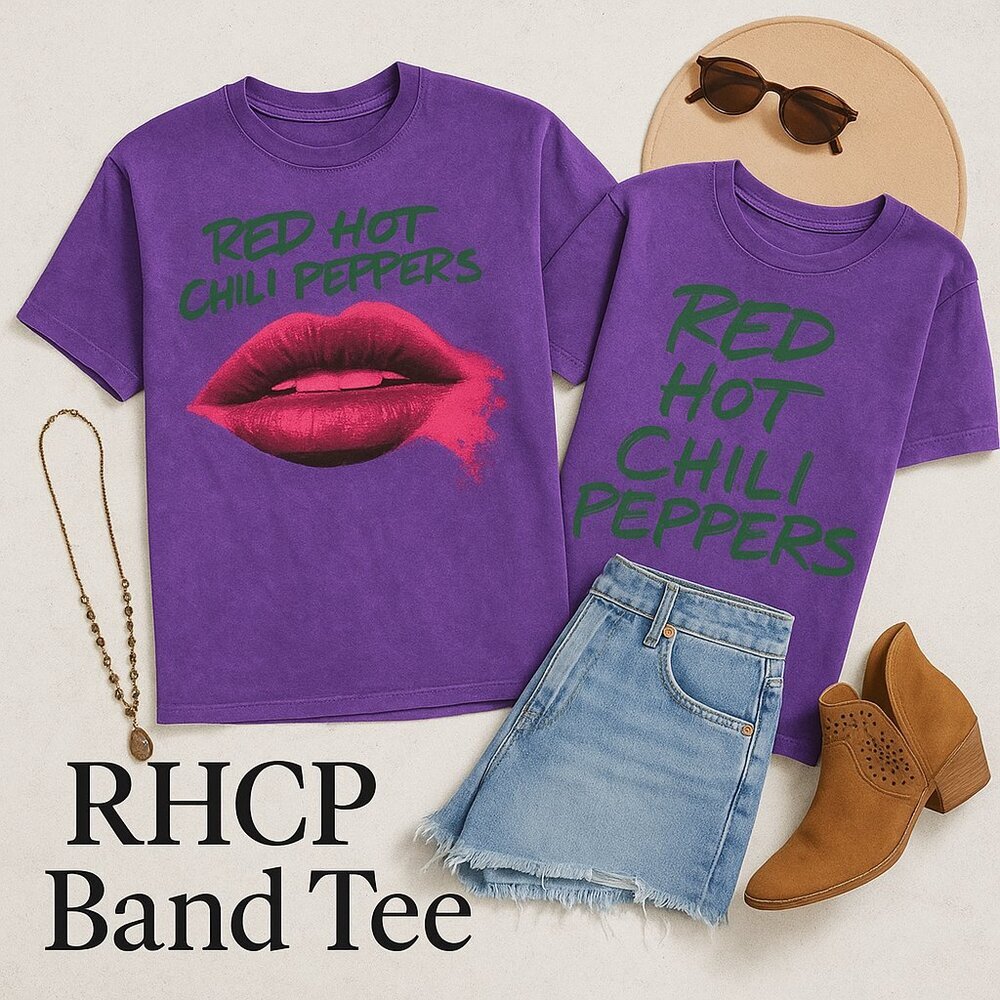 Red Hot Chili Peppers Purple Lips Graphic Band Tee M – Rock Tour Style